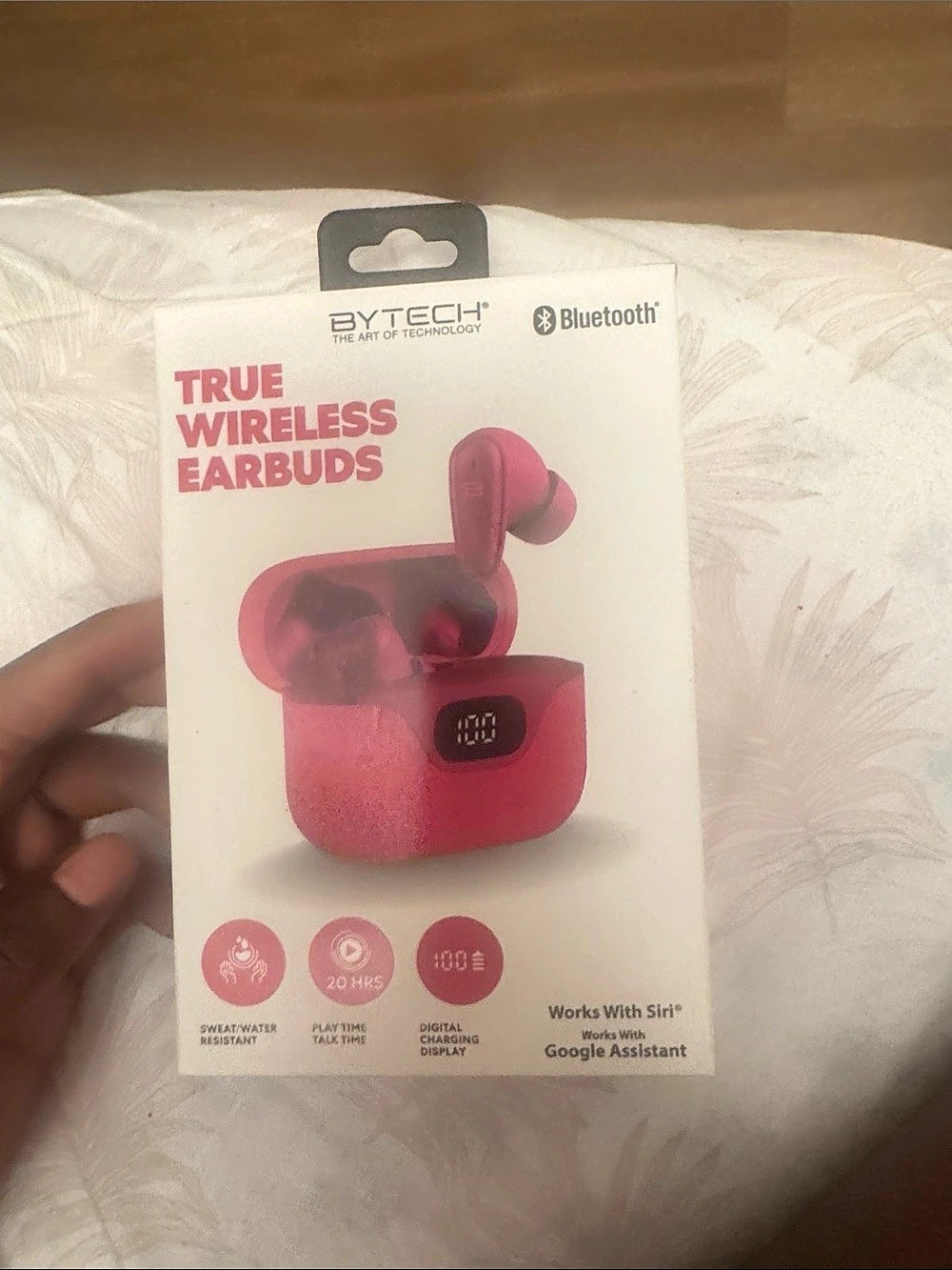BYTECH True Wireless Earbuds with Digital Charging Display Pink